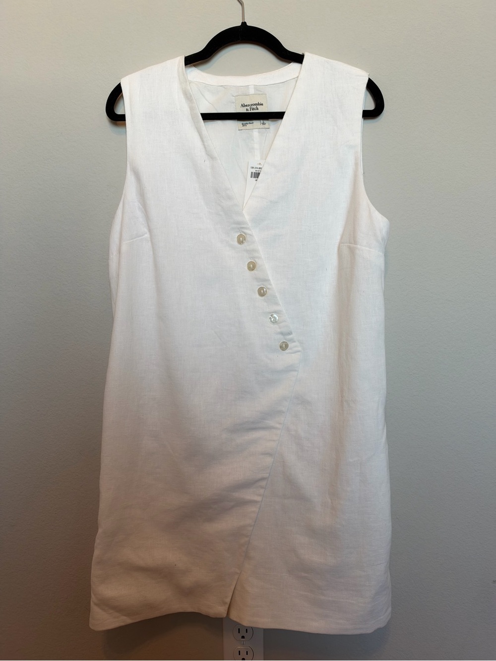 Abercrombie & Fitch Linen Blend V-Neck Button Mini Dress